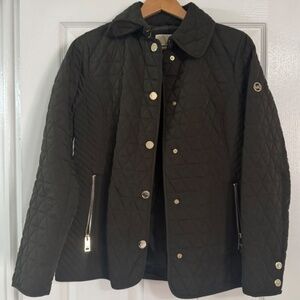 Michael Kors Snap Front Quilted Jacket - Dark Moss Color